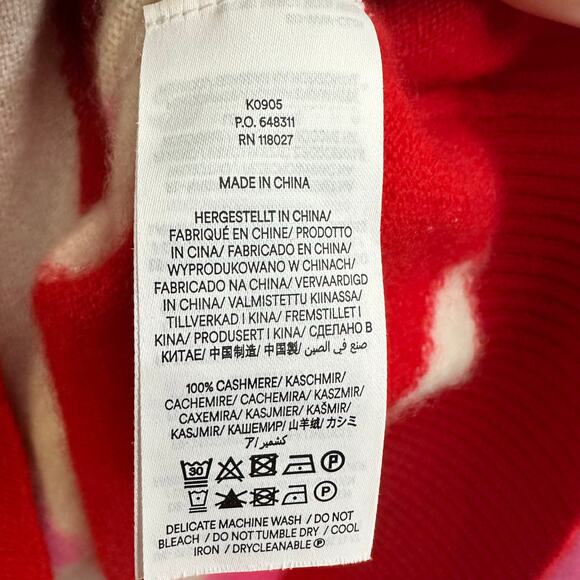 Boden 100% Cashmere Crewneck Sweater Red Pink Union Jack British UK Flag Small - Picture 6 of 6